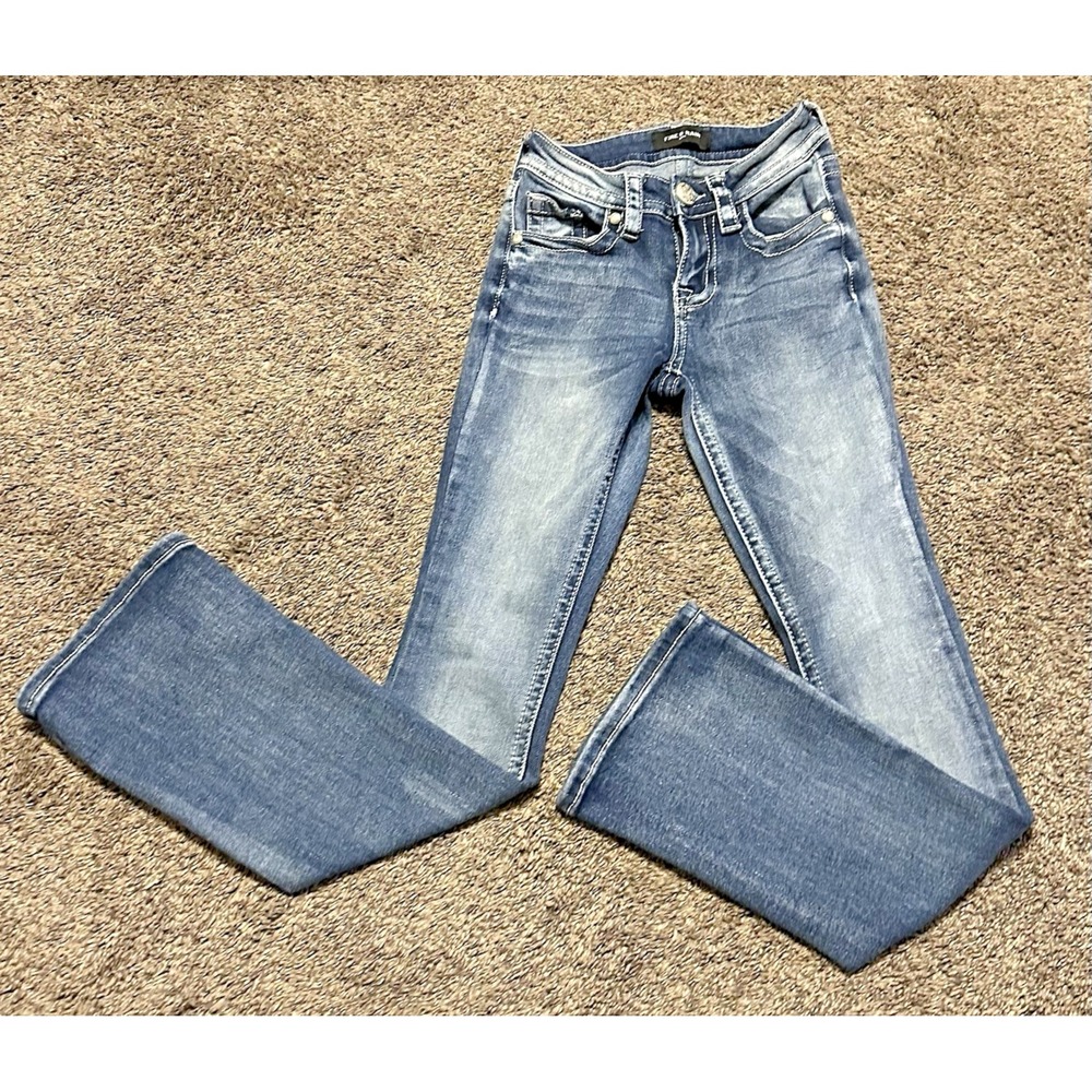 FIRE & RAIN Women's Low Rise Bootcut Jeans Blue Denim 5-Pocket Button